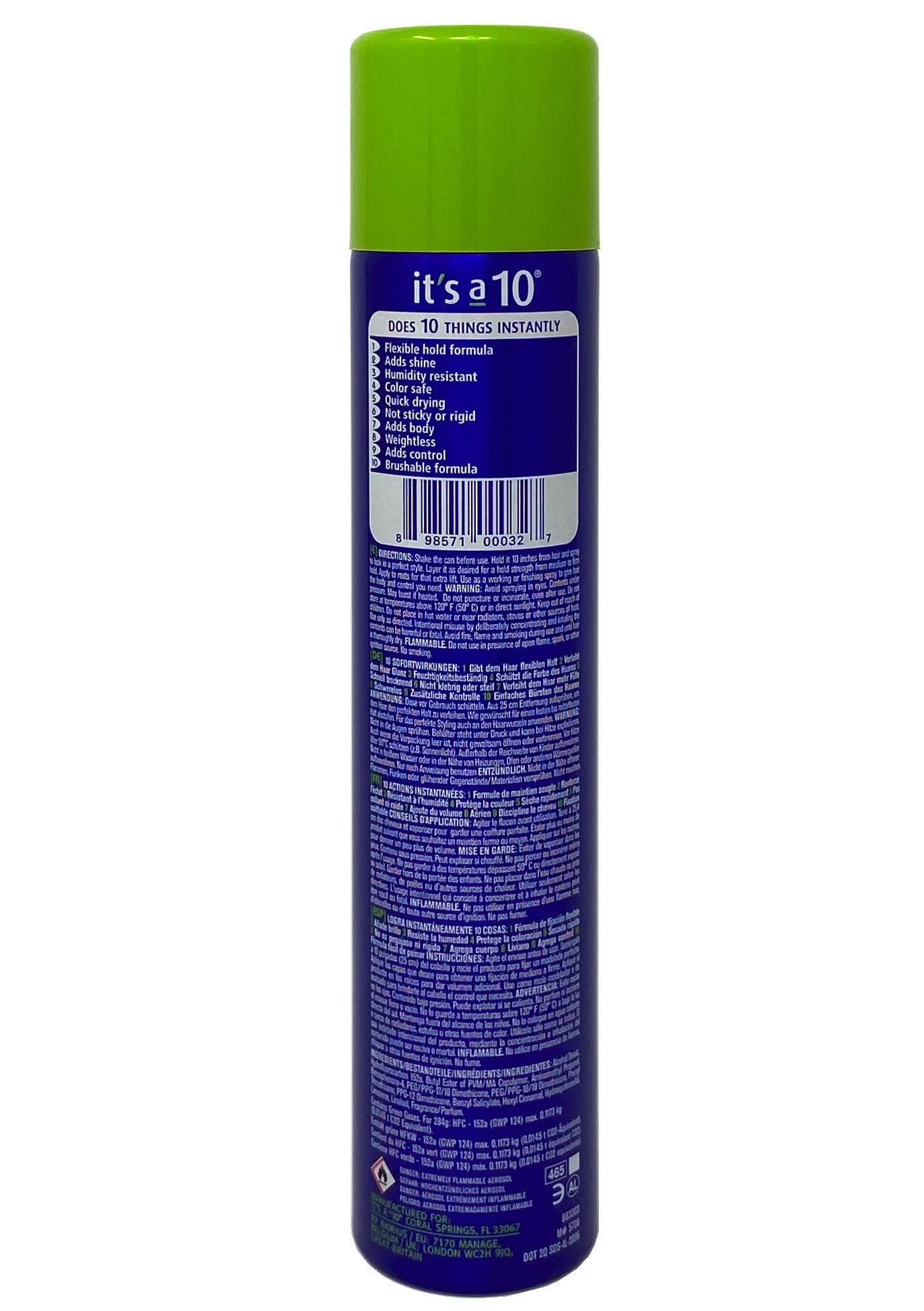 Its a 10 Haircare Miracle Finishing Spray mist enables quick-drying styling with control