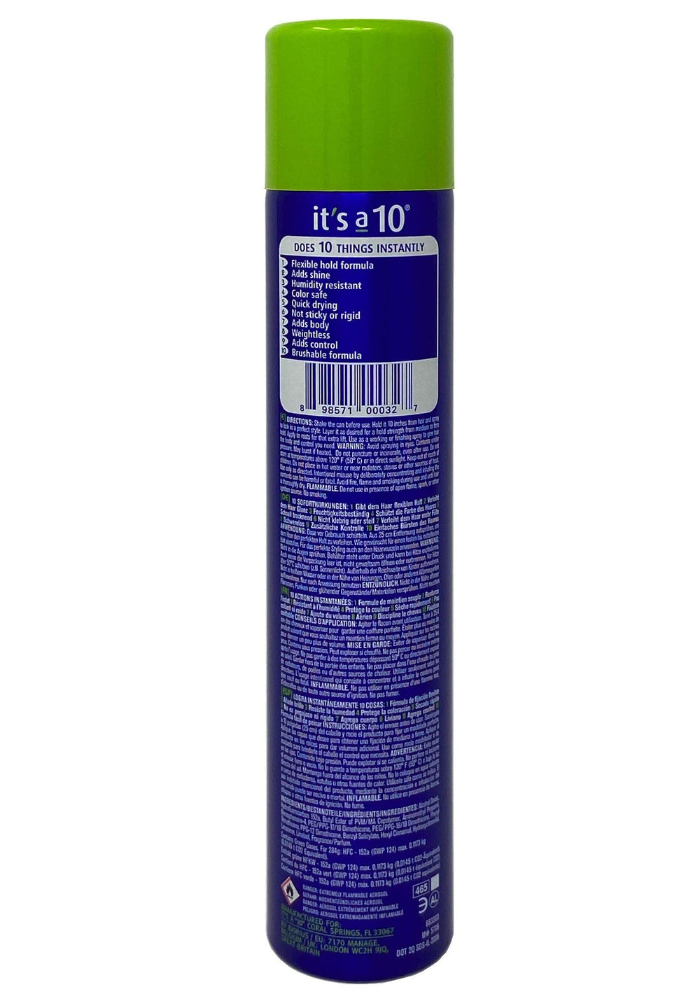Its a 10 Haircare Miracle Finishing Spray mist enables quick-drying styling with control