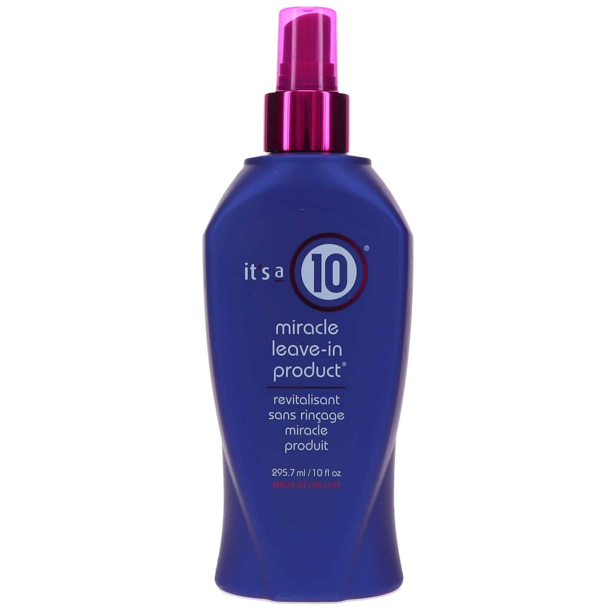 It's a 10 Haircare Miracle Leave-In bottle front for frizz control and shine.