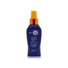 Its 10 Miracle Leave-In Keratin bottle cap close-up highlights conditioning potential