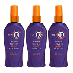 It's a 10 Haircare Miracle Leave-In Keratin spray bottle detangles and adds shine.