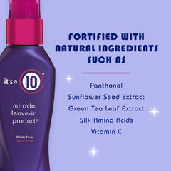It's a 10 Miracle Leave-In liquid pour shows quick application and fast absorption.