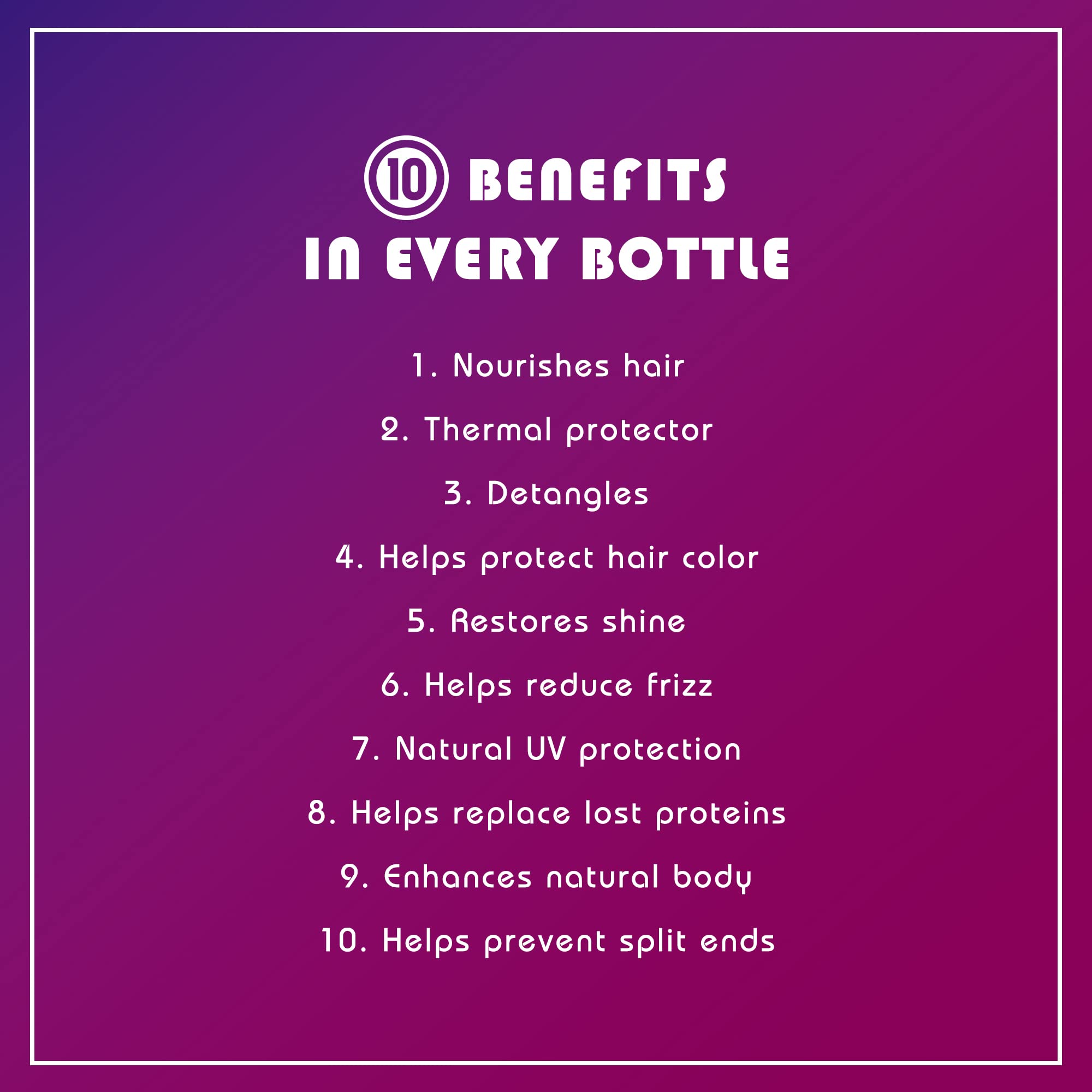 It's a 10 Miracle Leave-In duo-pack on shelf highlights easy styling and nourishment.
