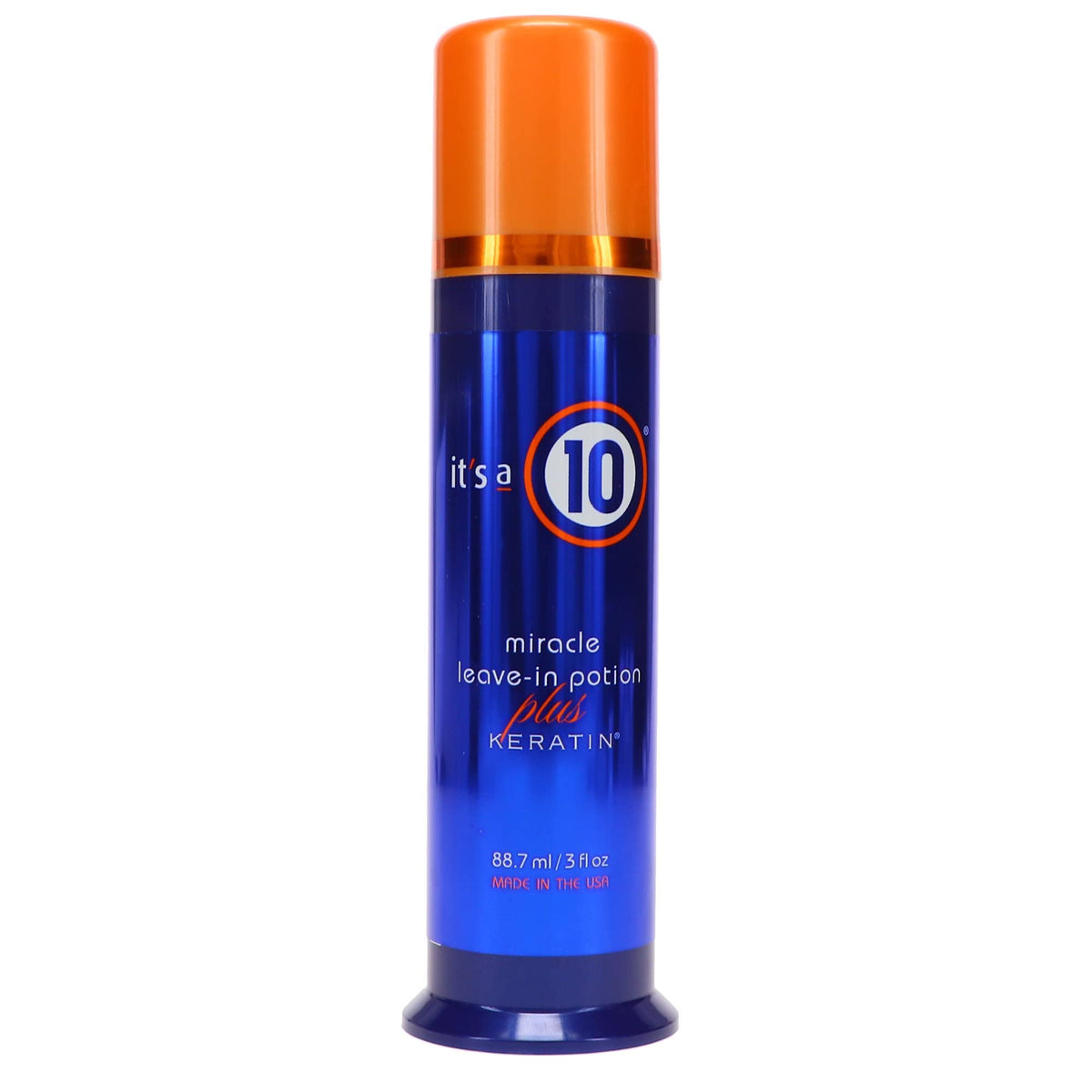 It's a 10 Haircare Miracle Leave-In Potion Plus Keratin bottle pour for smoother, shinier hair.