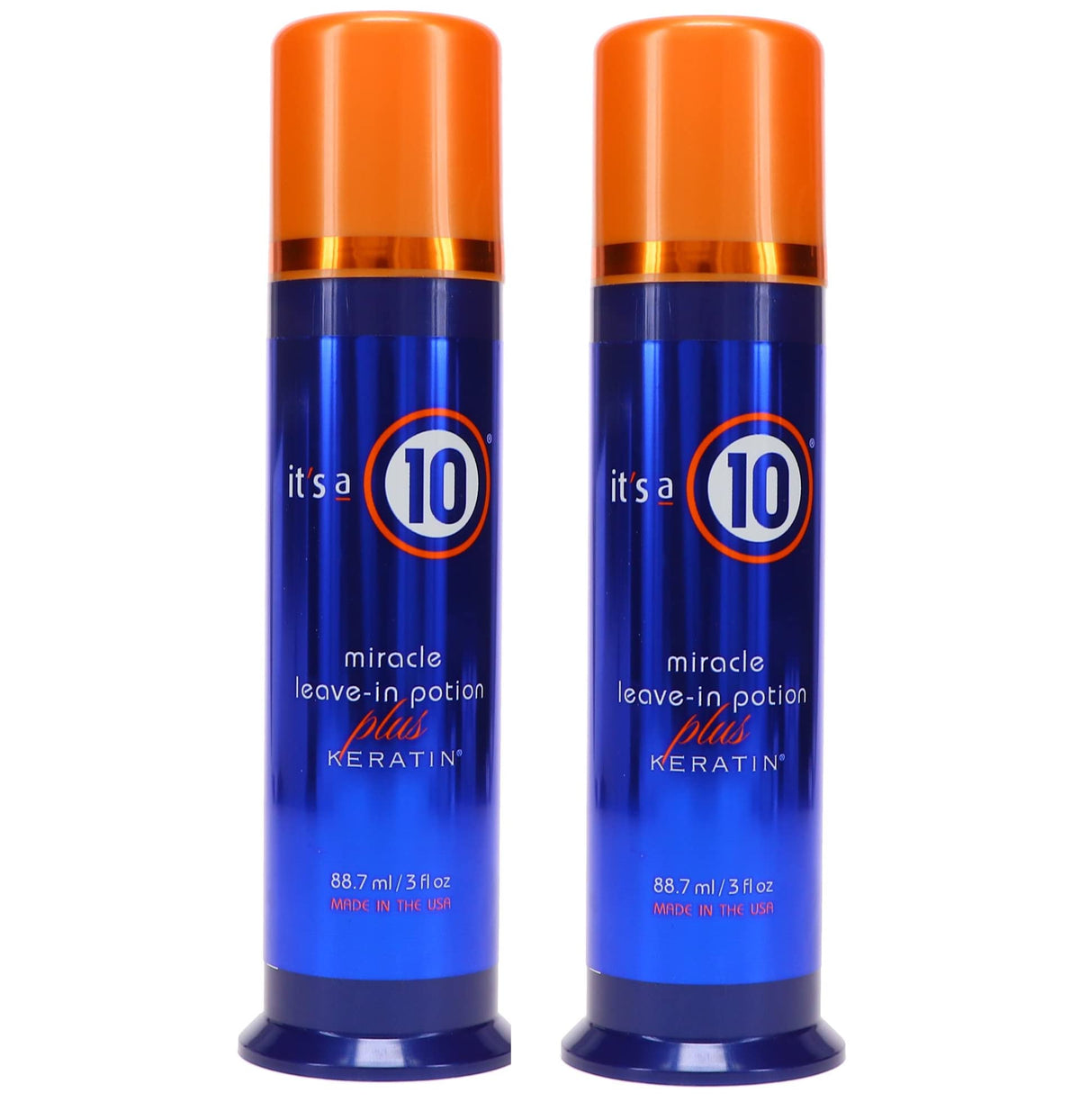 It's a 10 Haircare Miracle Leave-In Potion Plus Keratin bottle pour for frizz control.