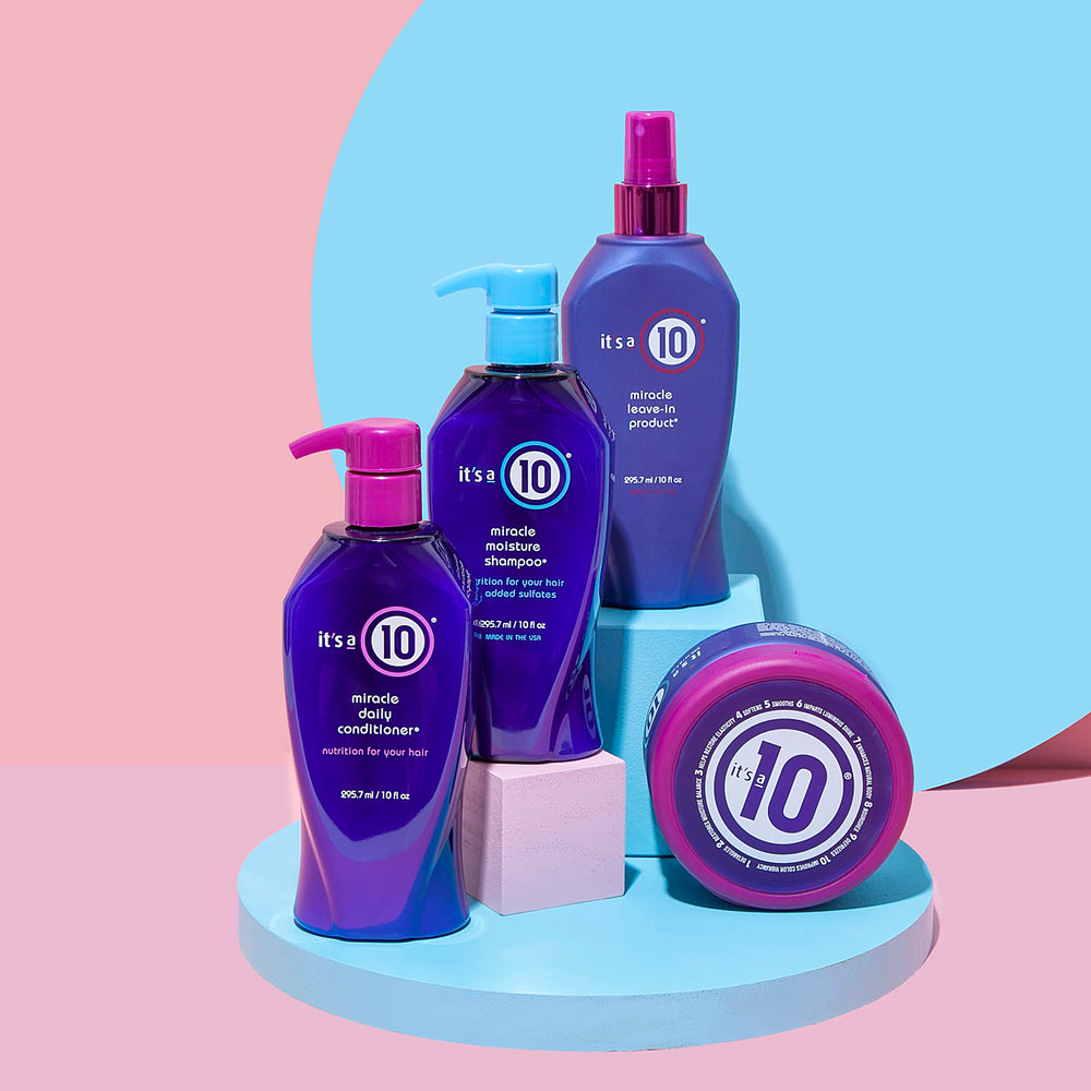 It's a 10 Haircare Miracle Moisture Shampoo lather close-up highlights creamy texture.