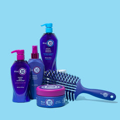 It's a 10 Haircare Miracle Moisture Shampoo pump bottle emphasizes convenient cleansing.