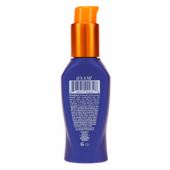 It's a 10 Miracle Oil Plus Keratin 3 oz bottle highlighting moisture and frizz control.