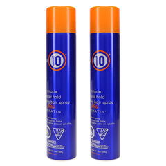 It's a 10 Haircare Miracle Super Hold Spray back label showing keratin benefits.