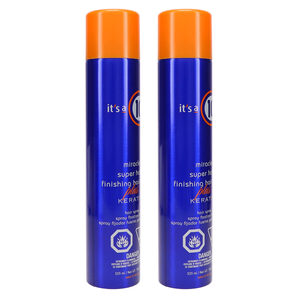 It's a 10 Haircare Miracle Super Hold Spray hair finish close-up on shine.