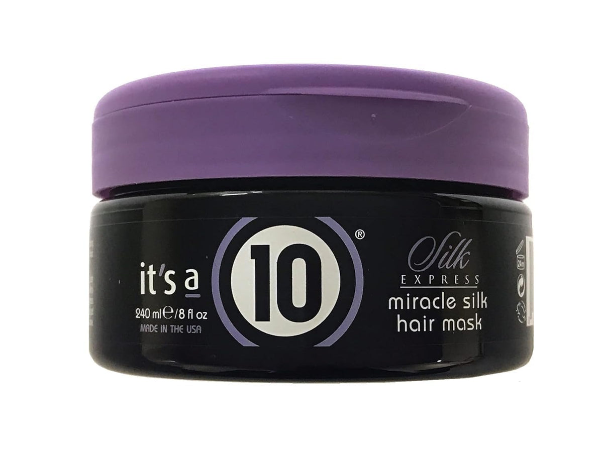 It's a 10 Haircare Silk Express Miracle Silk Hair Mask bottle showing deep conditioning for all hair types.