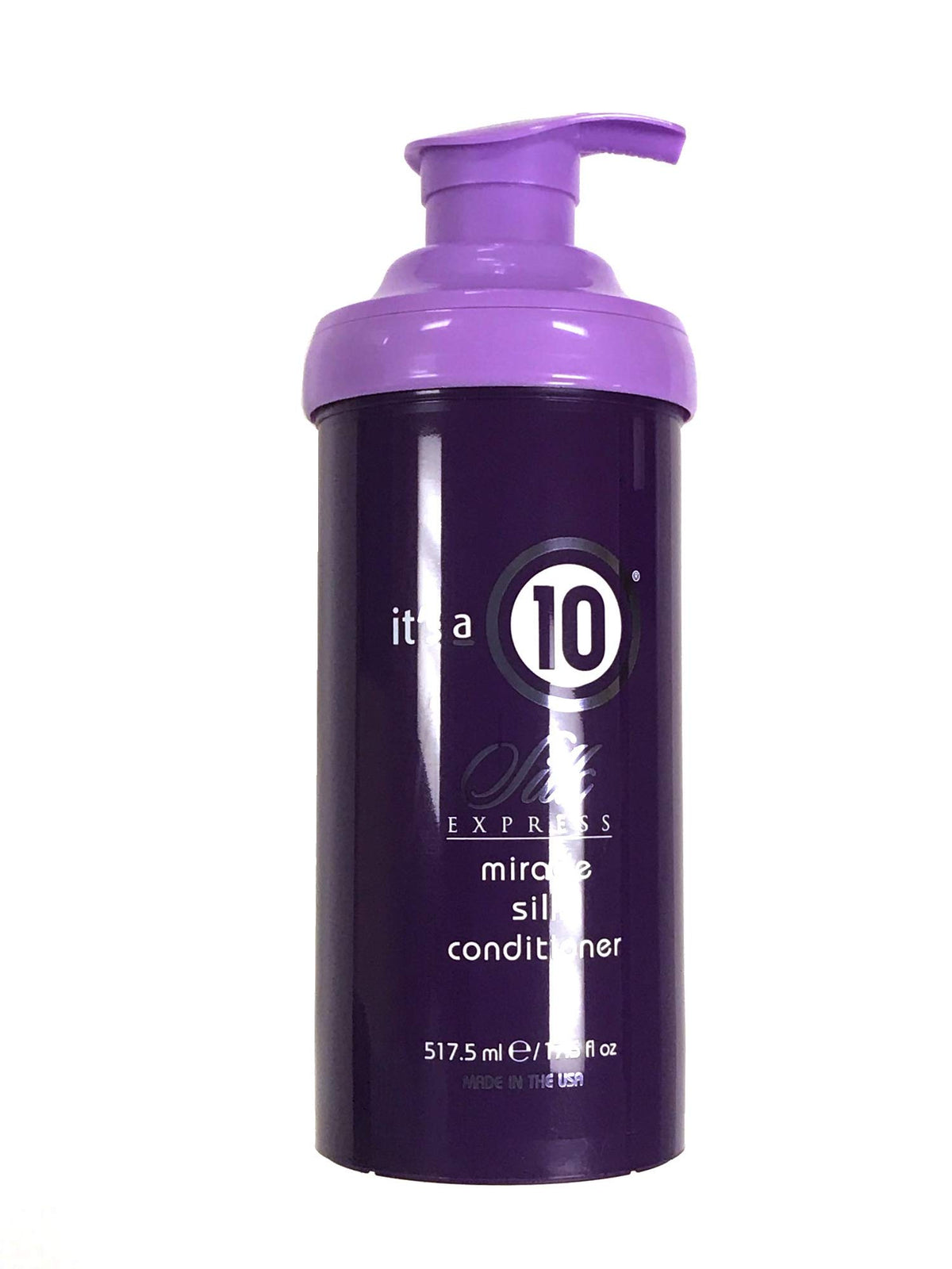 It's a 10 Haircare Silk Express Miracle Silk Conditioner bottle pour showcases easy detangling and silky hydration.