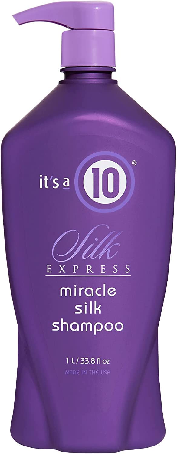 It's a 10 Haircare Silk Express Miracle Silk Shampoo bottle delivers silky shine and easy manageability.
