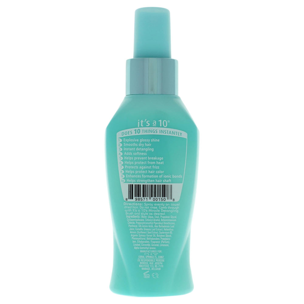 Its A 10 Miracle Blow Dry Glossing Leave-In application demonstrates frizz protection for smooth blowouts.