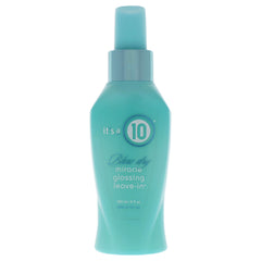 Its A 10 Miracle Blow Dry Glossing Leave-In bottle shows weightless shine and detangling.