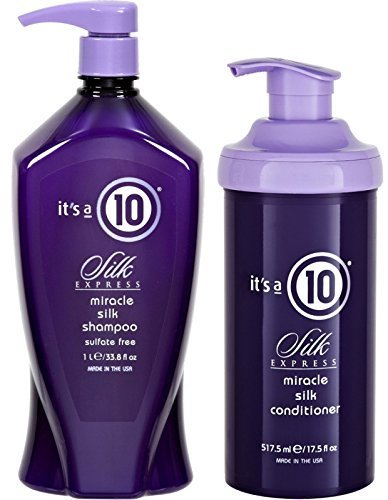 It's a 10 Miracle Silk Express DUO shampoo bottle delivers silky shine and detangling ease