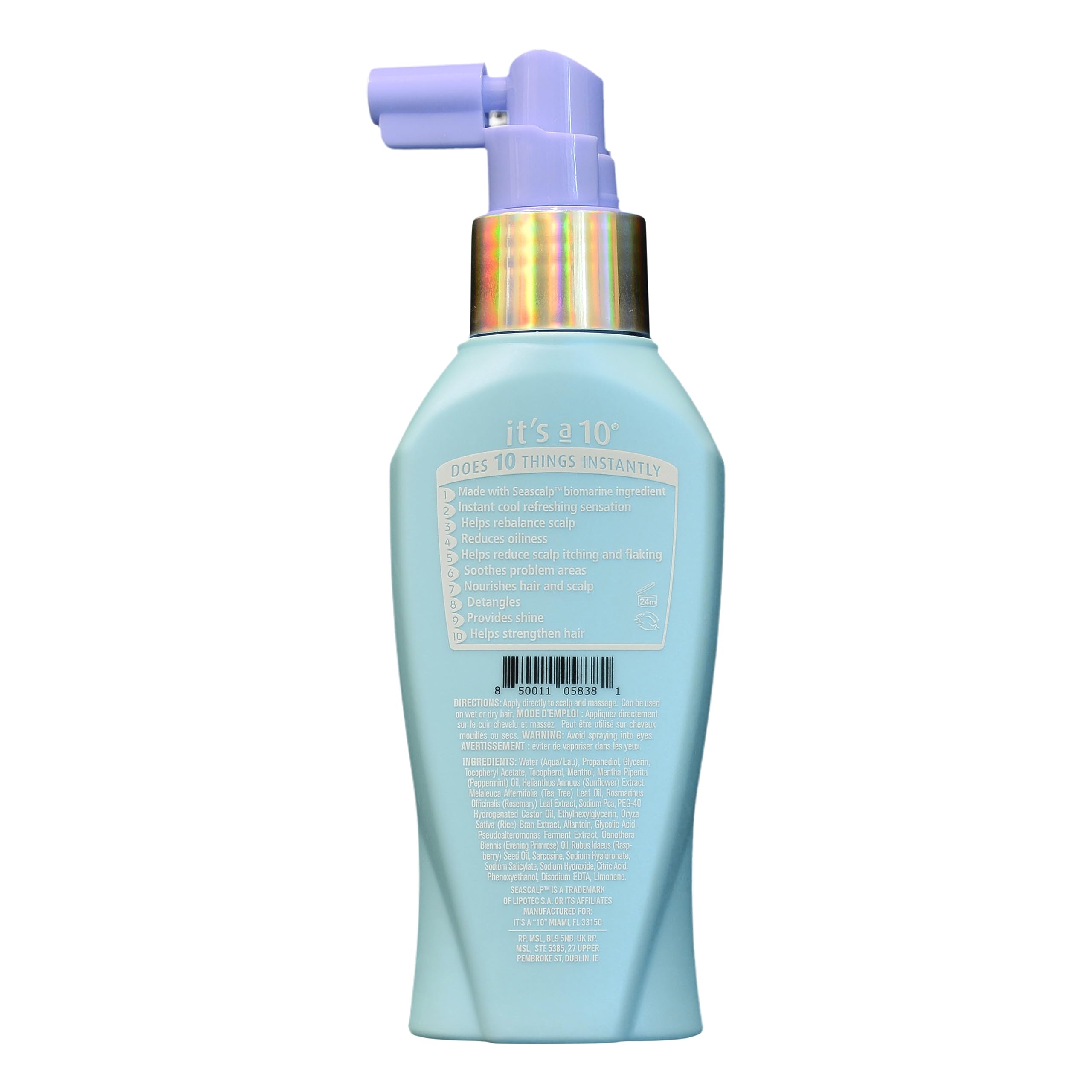 It's a 10 Scalp Restore Miracle Calming Spray mist-dispense highlights quick refreshing scalp relief