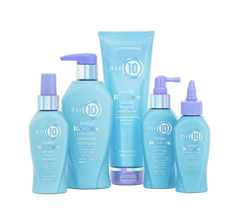 It's a 10 Scalp Restore Miracle Calming Spray packaging display shows compact 4 oz size