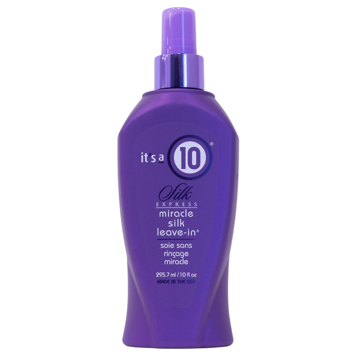 It's A 10 Silk Express Miracle Silk Leave-In bottle—ultra silky finish for smoother styling.