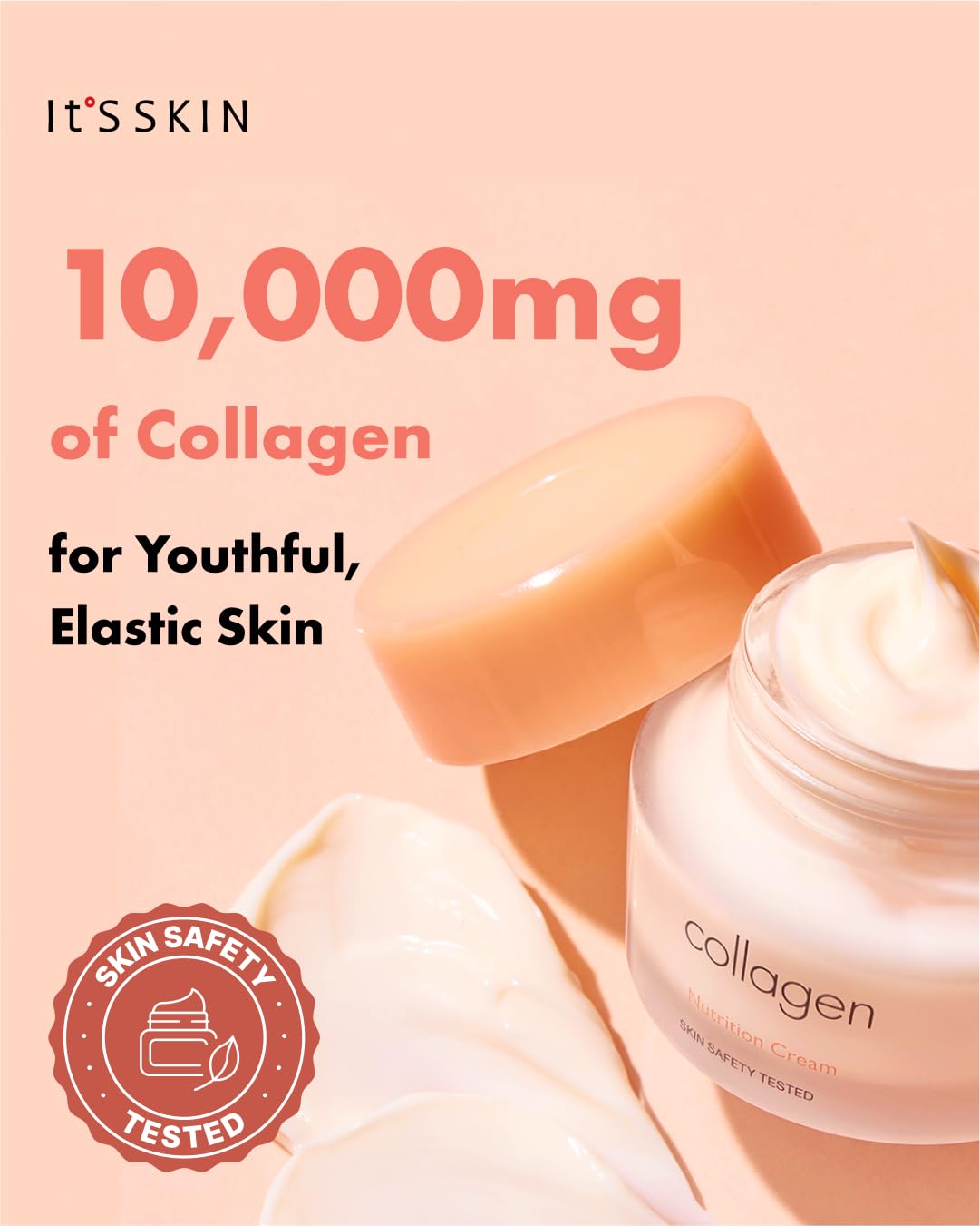 It'S SKIN Collagen Nutrition Cream texture closeup reveals creamy nourishment for skin.