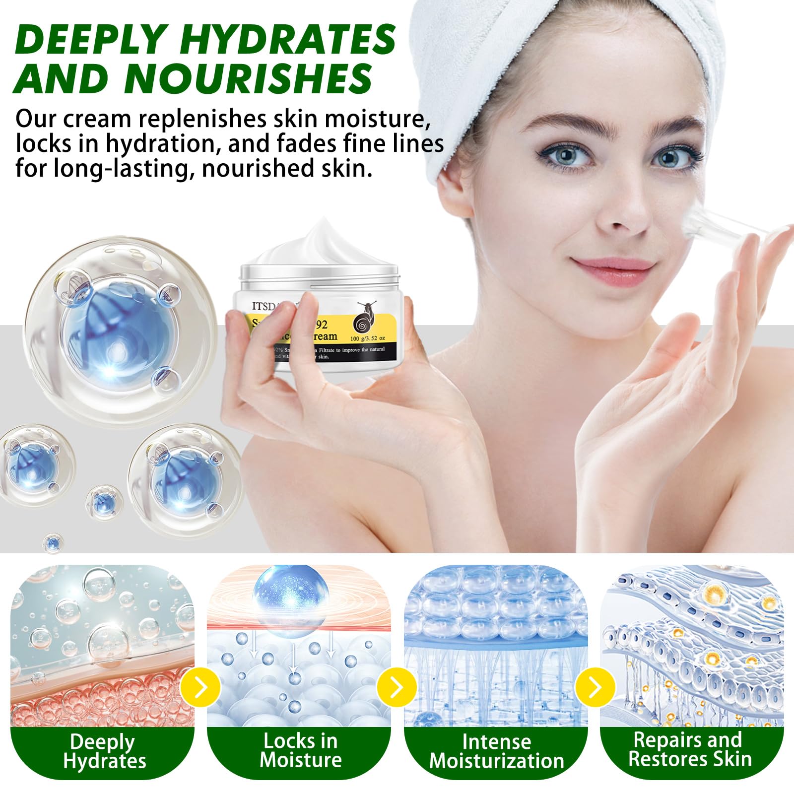 ITSDAWN snail mucin 92% face cream packaging 2pack shows convenient value for daily routines