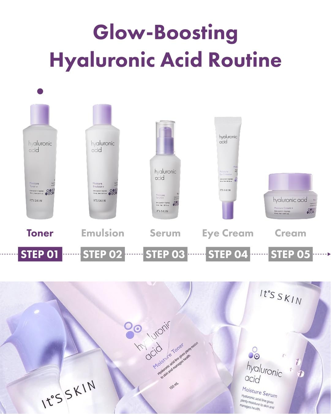 It'S SKIN Hyaluronic Acid Moisture Toner packaging box showcasing premium care.