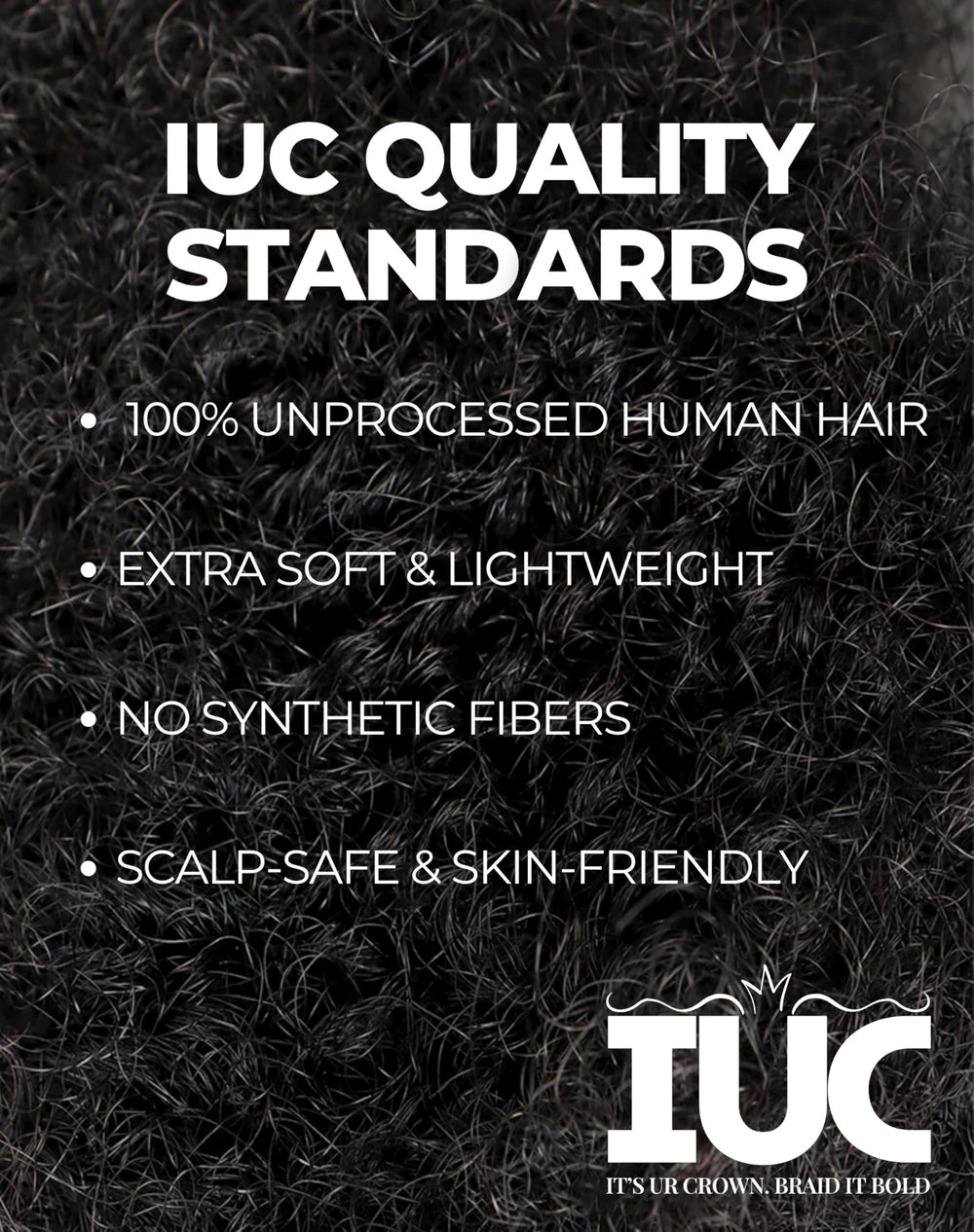 IUC Afro Kinkys bulk curl close-up highlighting tight 4C coils for defined styles