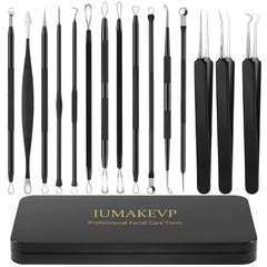 IUMAKEVP pimple popper kit front view shows organized tools for hygienic use
