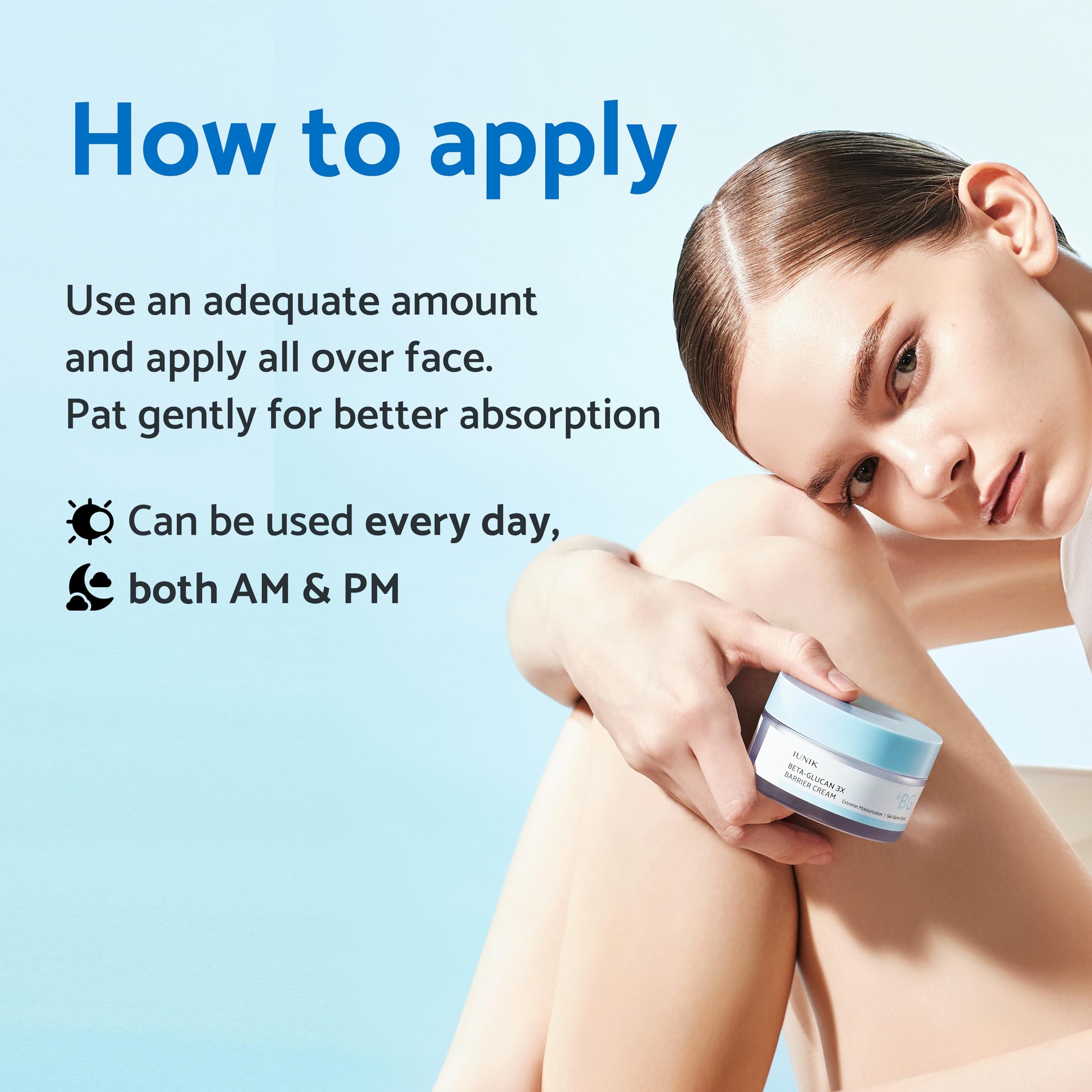 IUNIK Beta-Glucan cream with shea butter and panthenol for soothing skin.