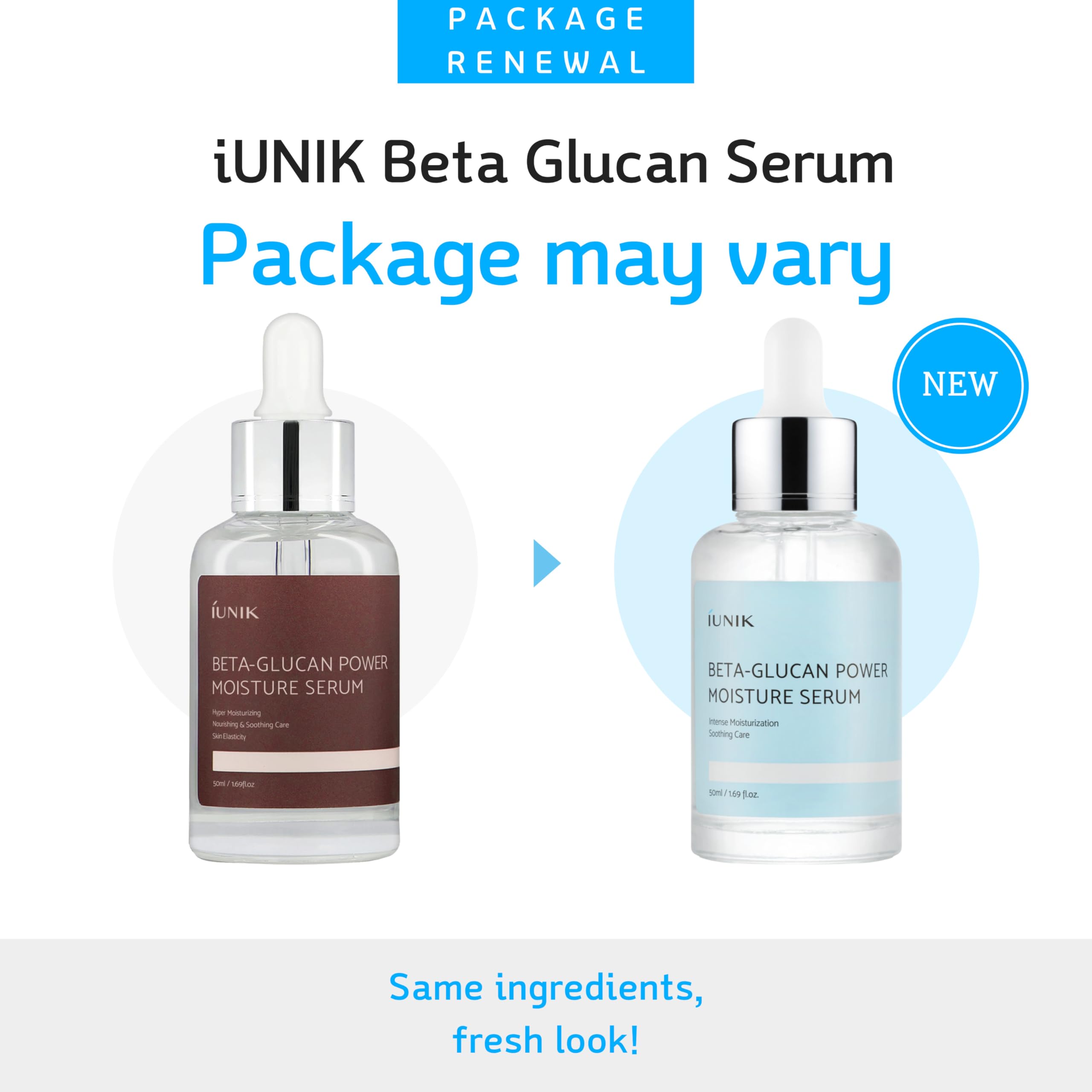 IUNIK Beta-Glucan Power Deep Moisture Serum pump application demonstrates quick absorption