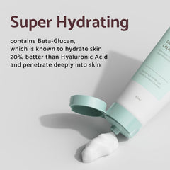 IUNIK Beta-Glucan texture swirl highlights lightweight, non-sticky texture ideal for sensitive skin.