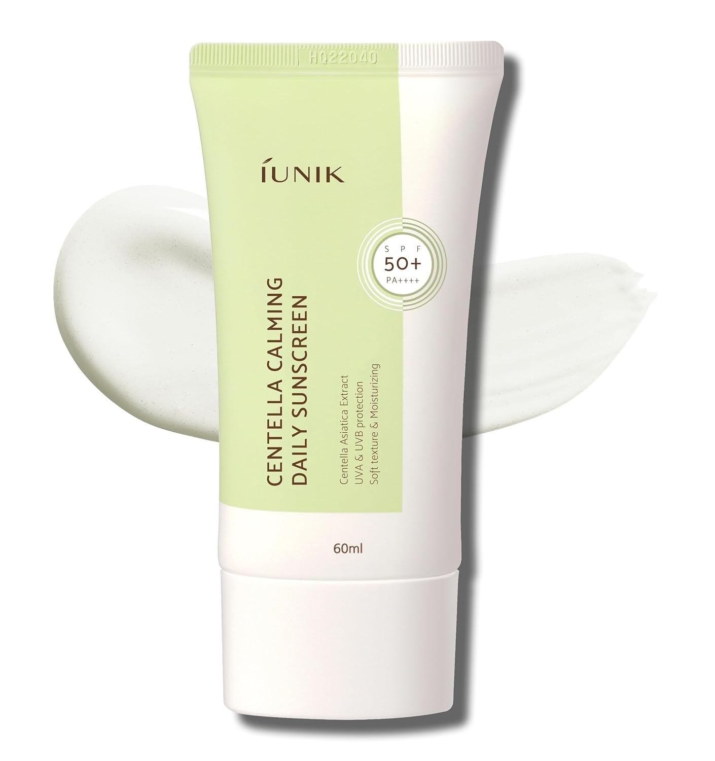IUNIK Centella Calming Sunscreen packaging showing vegan daily protection