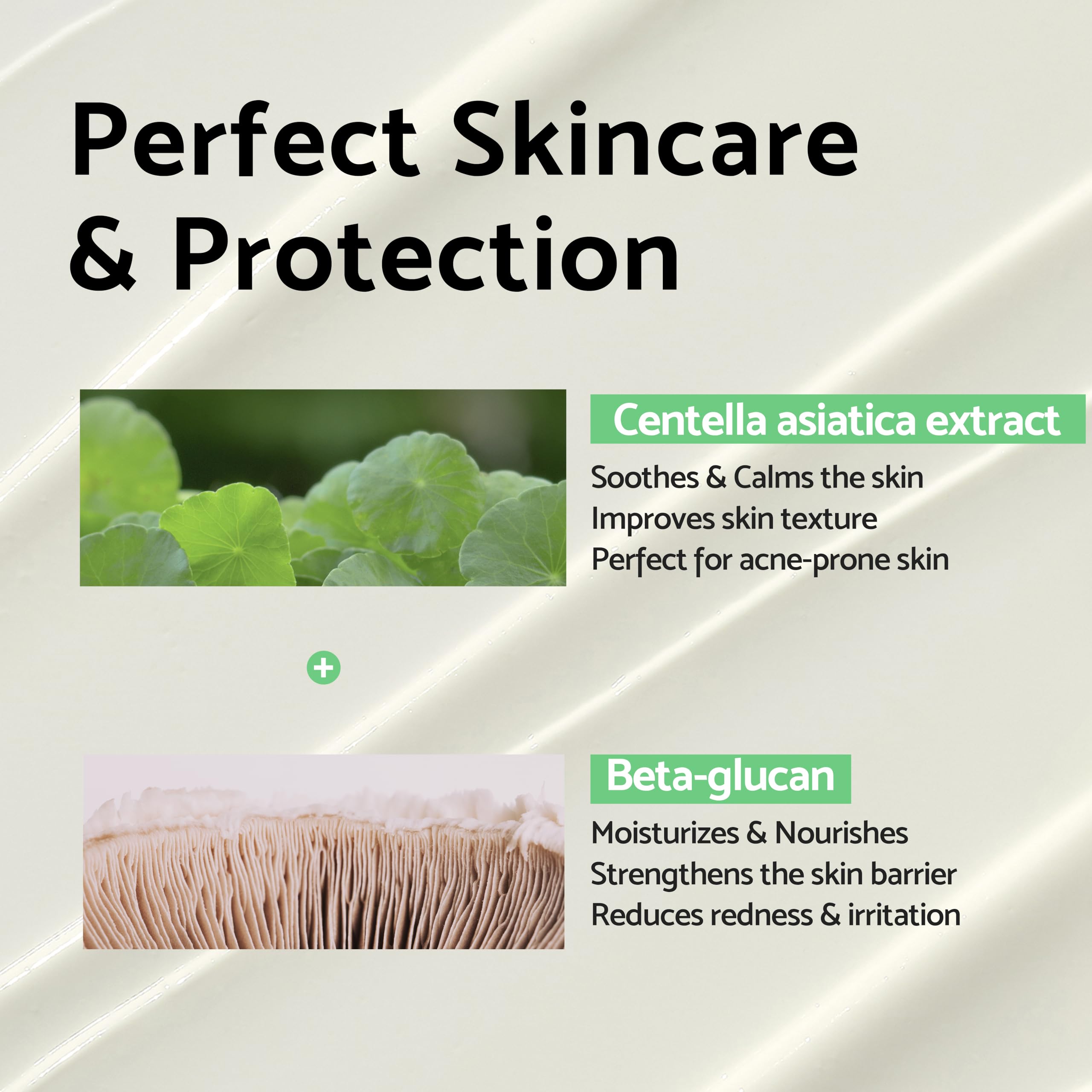 IUNIK Centella Calming Sunscreen applied under makeup for seamless wear
