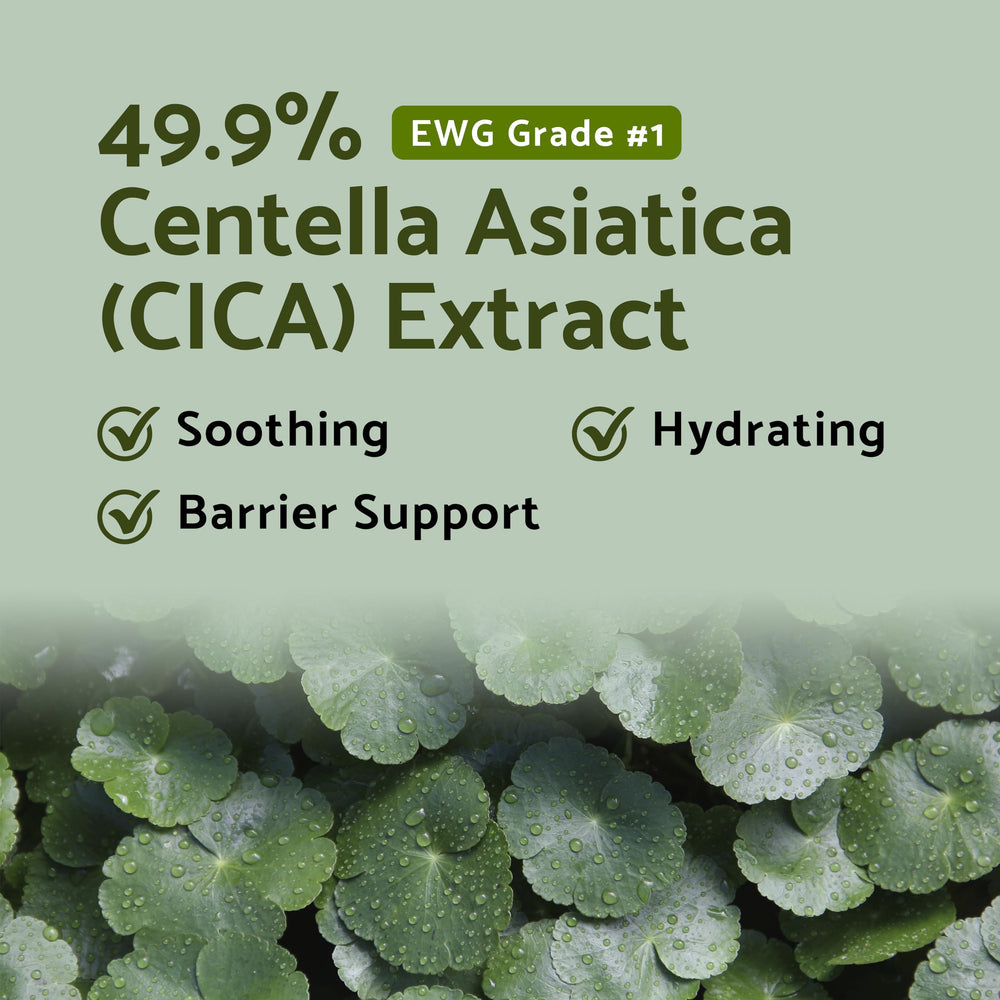 IUNIK Centella Mild Foaming Cleanser texture application reveals gentle foam on skin.