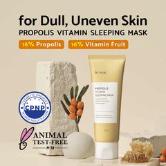 iUNIK sleeping mask tube closeup highlights skin-soothing ingredients.