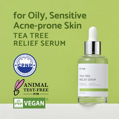 IUNIK Tea Tree Relief Serum texture closeup reveals a light, non-sticky feel for daily use.