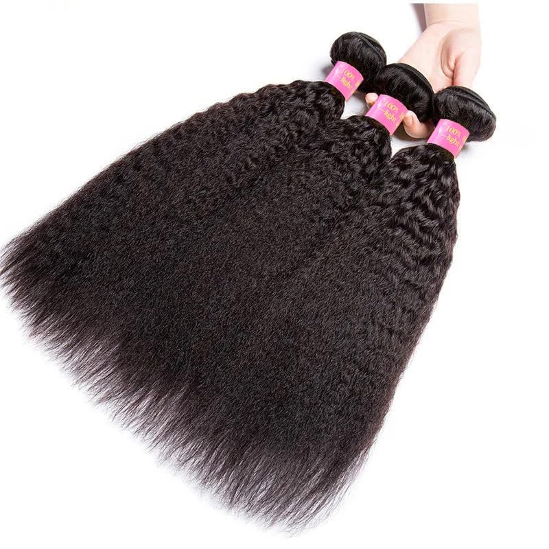 IUTUFTD kinky straight bundles 20 inch in natural 1b black with full density.