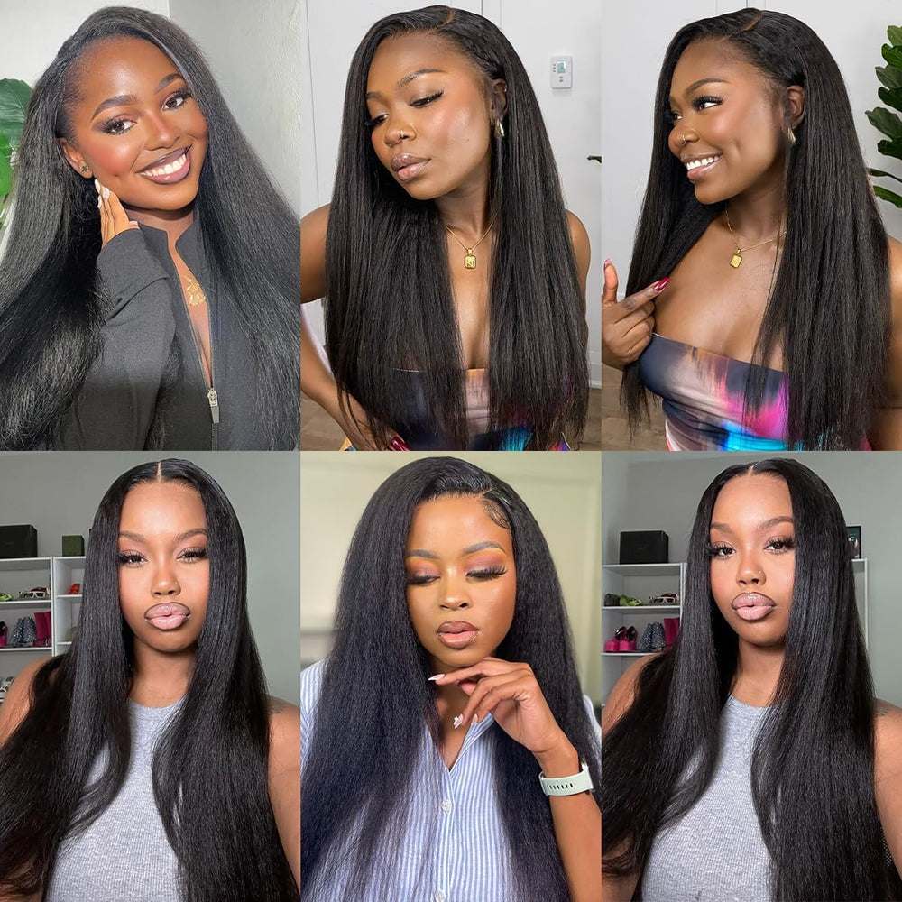IUTUFTD kinky straight bundles natural color 1b display for everyday looks.