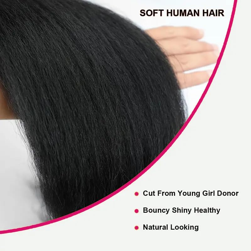 IUTUFTD kinky straight bundles weft closeup with durable double-machine weft for lasting wear.