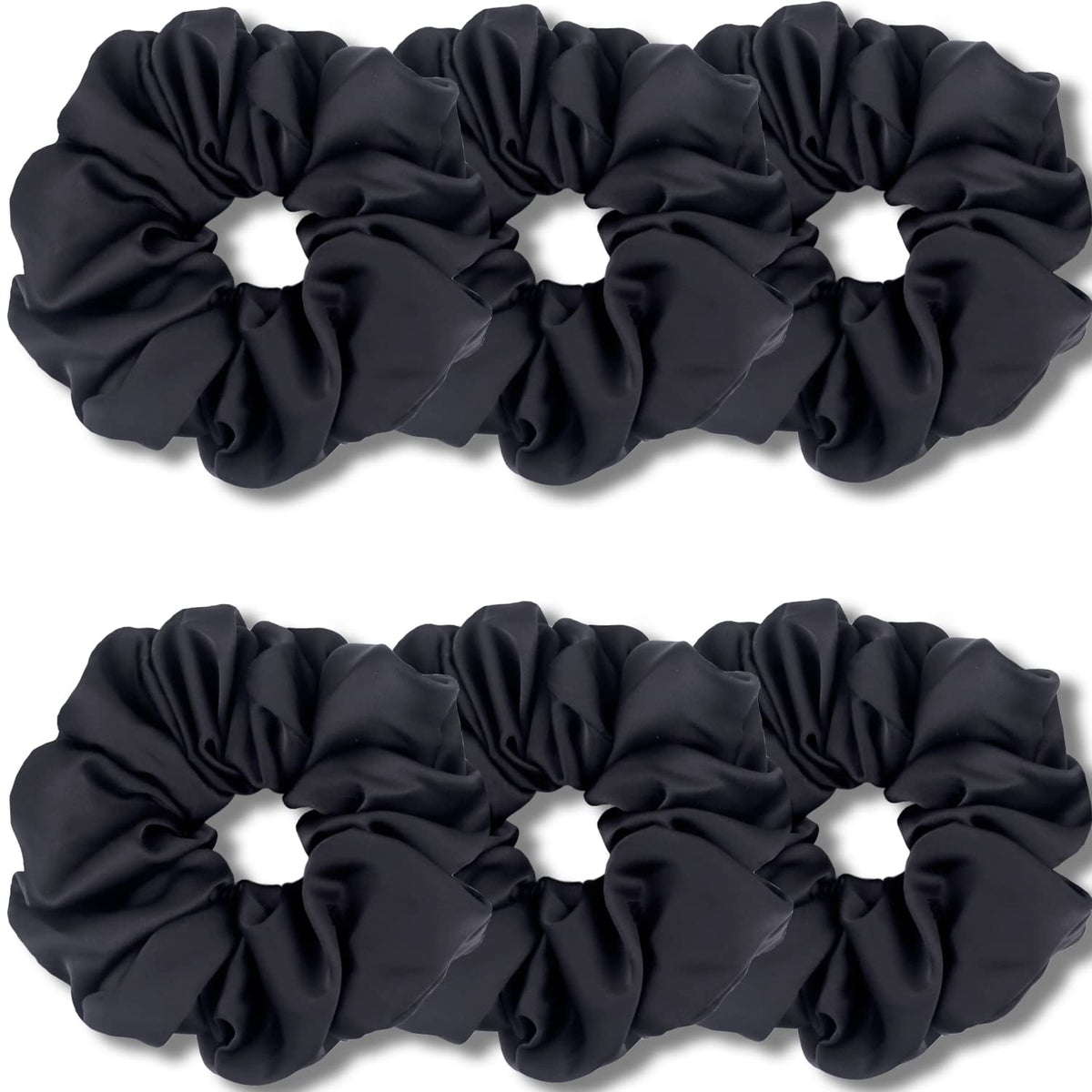 IVARYSS big-scrunchies black 6inch pack—gentle daily hair hold
