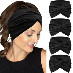 IVARYSS extra-wide black headband front view for comfortable all-day wear