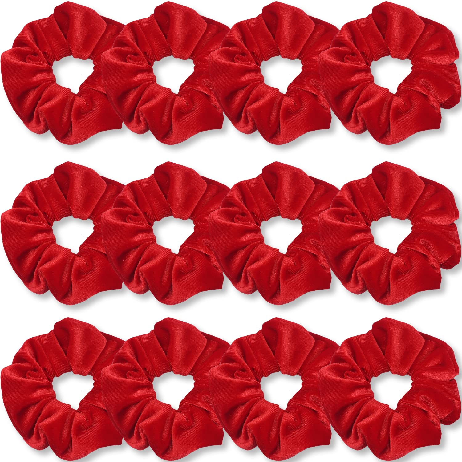 IVARYSS red scrunchies pack close-up showing plush velvet texture for gentle hold.