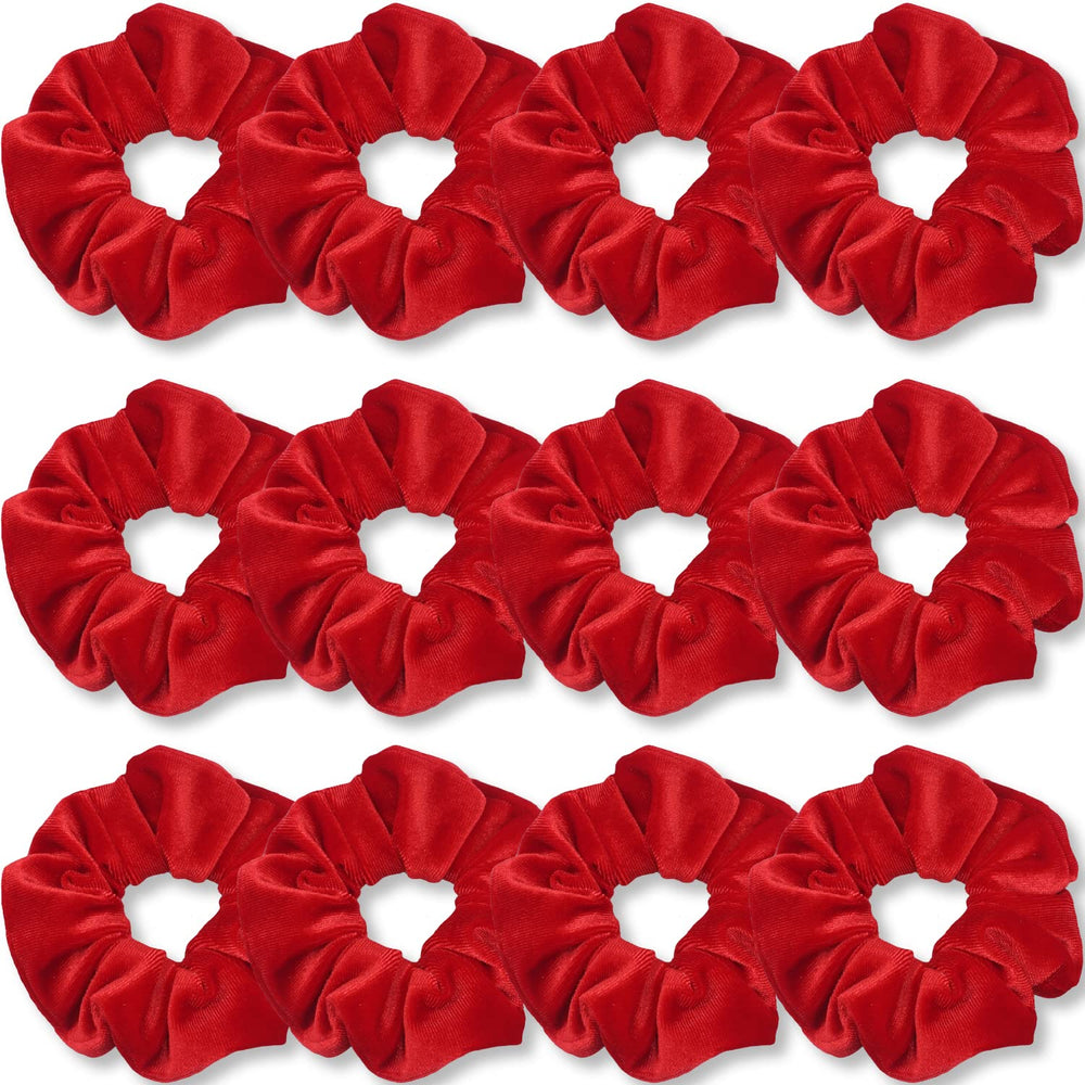IVARYSS red scrunchies pack close-up showing plush velvet texture for gentle hold.