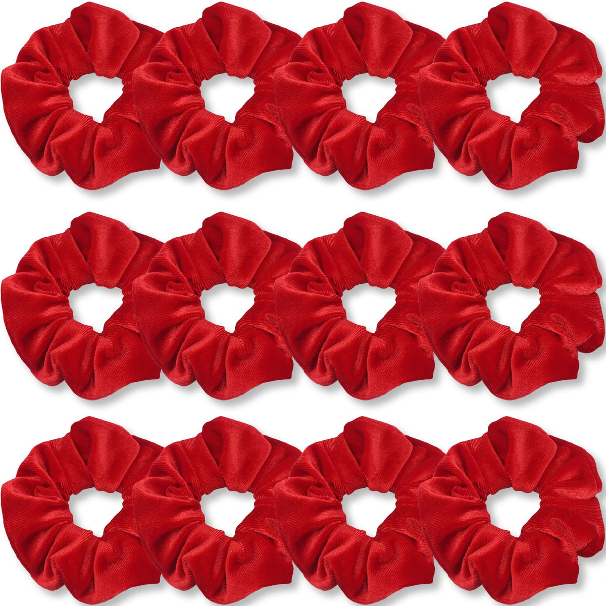 IVARYSS red scrunchies pack close-up showing plush velvet texture for gentle hold.