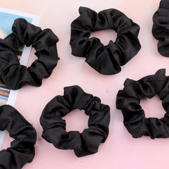IVARYSS satin scrunchies black 16-pack; ideal for workouts or office days.