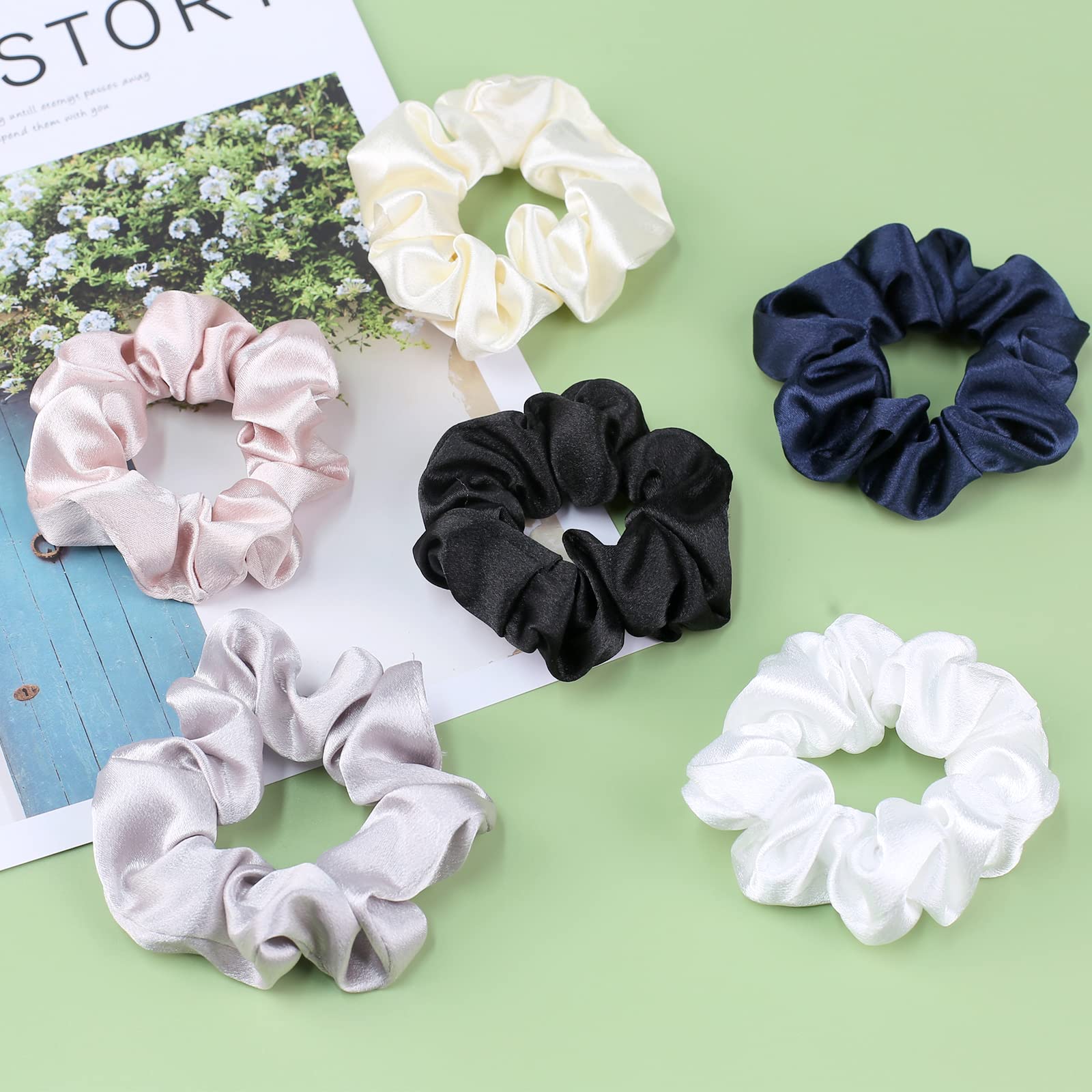 IVARYSS satin scrunchies closeup fabric highlights luxurious sheen and hair protection