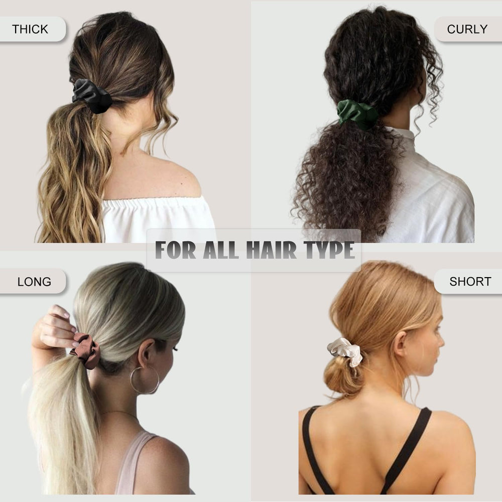 IVARYSS satin scrunchies color variations display multi-gray tones for outfit elevation