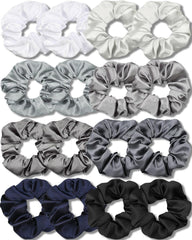 IVARYSS satin scrunchies pack-front view shows soft satin texture for gentle hair days