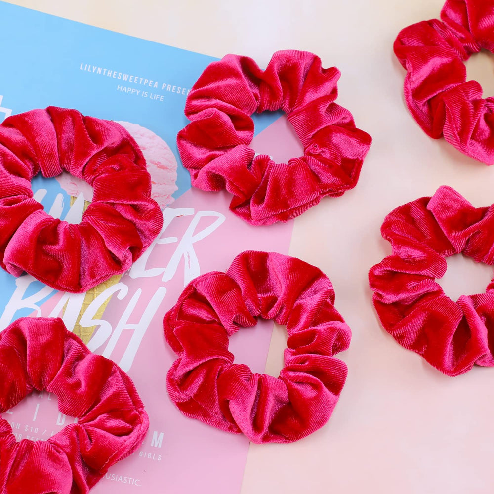 IVARYSS solid-color scrunchie collection showcasing vibrant options for styling variety.