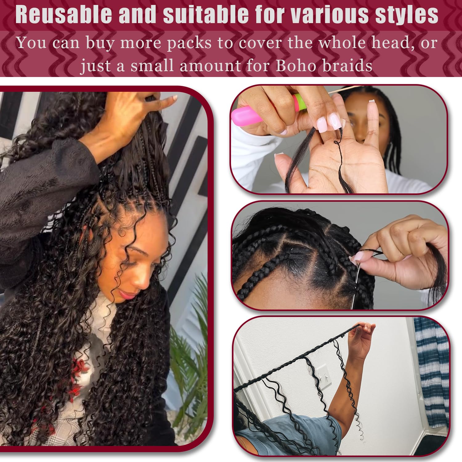 IVCoco virgin hair crochet extensions in natural black for versatility